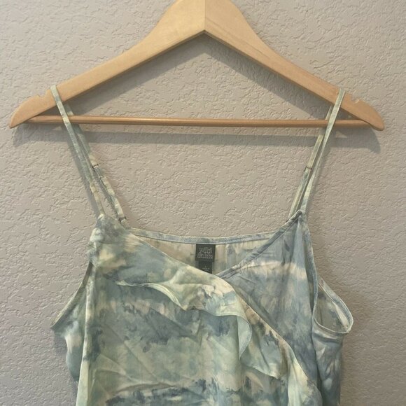 Wild Fable Watercolor Ruffled Cami Green Tank Top Women Large L Blouse - Picture 3 of 6